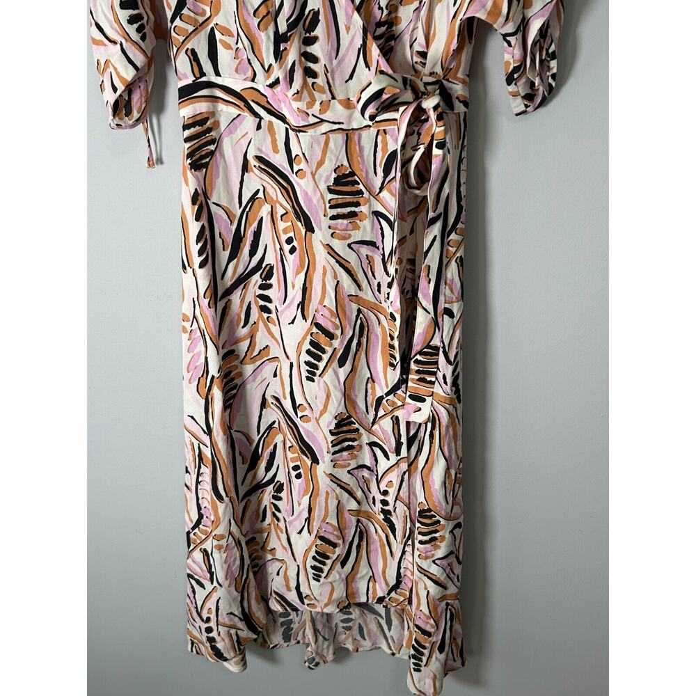 BA&SH Womens Baby Pink Tabb Printed Crepe Midi Wrap Robe Tabby Dress Size Medium - Picture 7 of 12